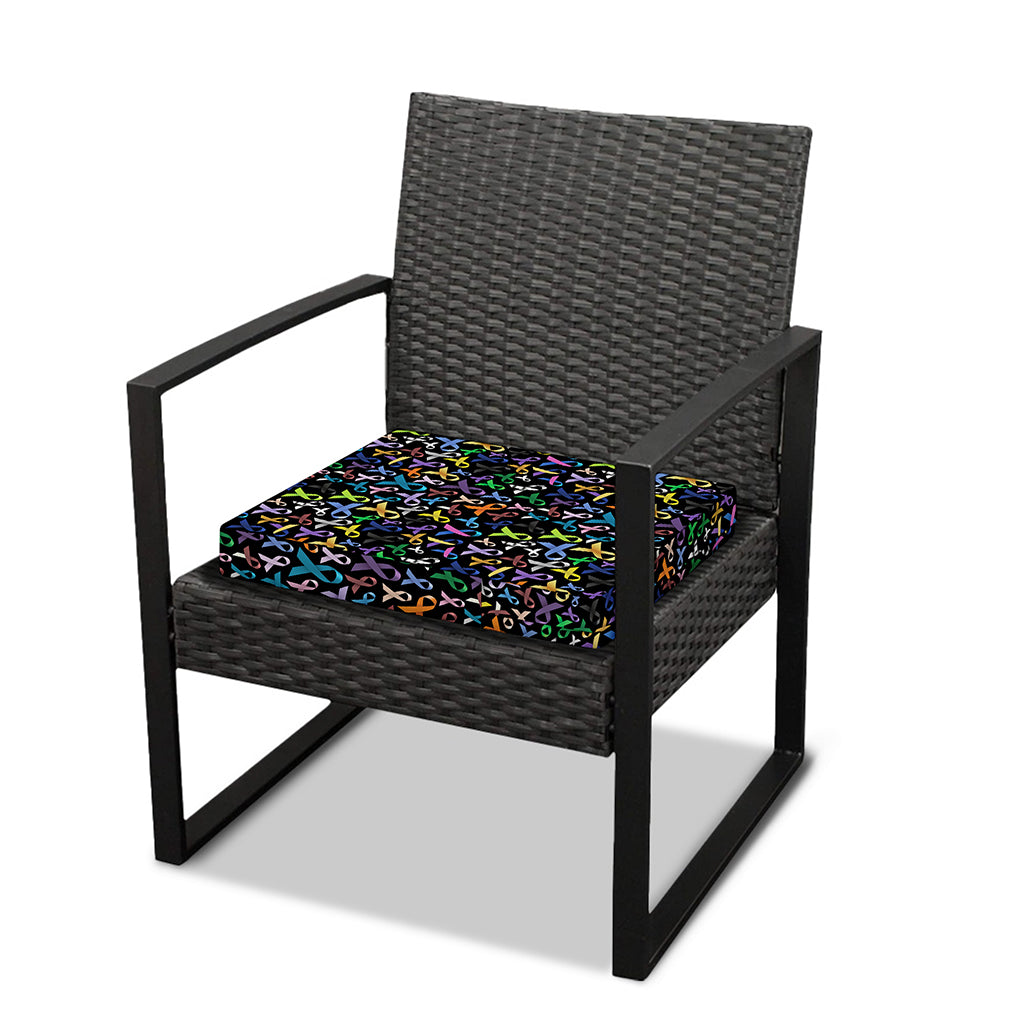 All Cancer Awareness Pattern Print Outdoor Seat Cushion Cover