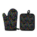 All Cancer Awareness Pattern Print Oven Mitt And Pot Holder Set