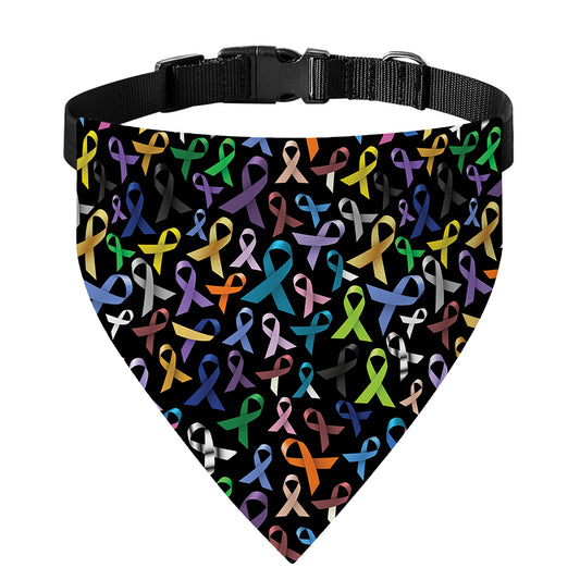 All Cancer Awareness Pattern Print Over The Collar Dog Bandana