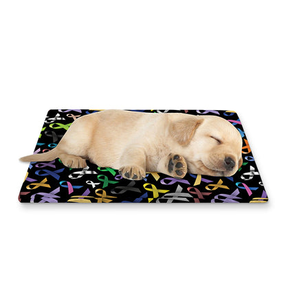All Cancer Awareness Pattern Print Pet Cooling Mat Cover