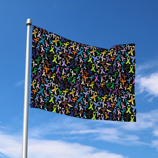 All Cancer Awareness Pattern Print Polyester Flag