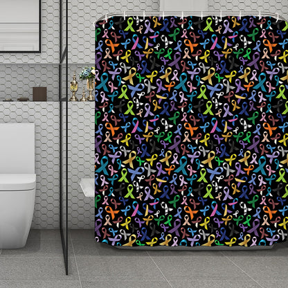 All Cancer Awareness Pattern Print Polyester Shower Curtain