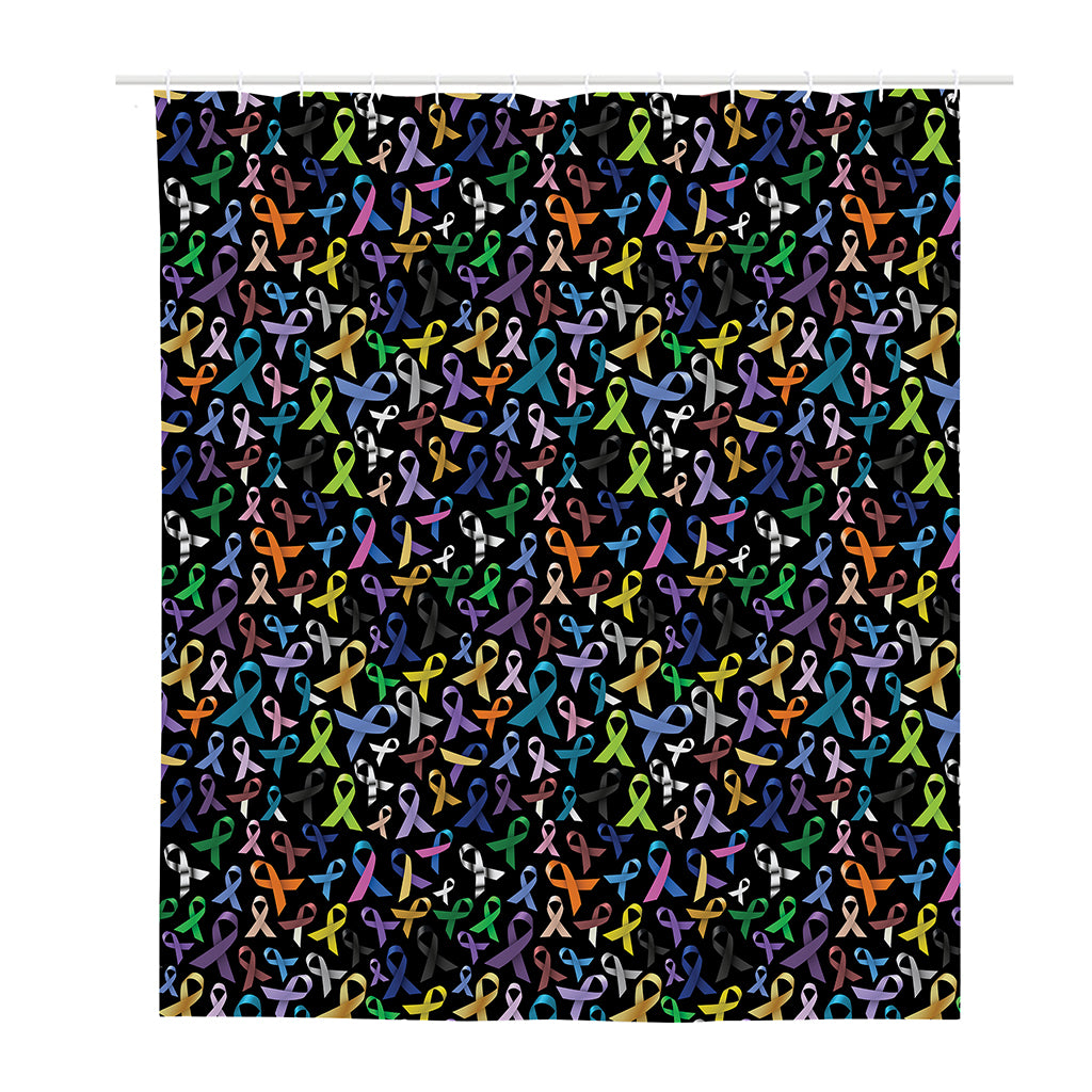 All Cancer Awareness Pattern Print Polyester Shower Curtain