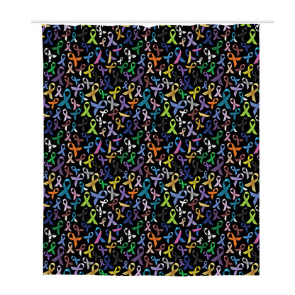All Cancer Awareness Pattern Print Polyester Shower Curtain