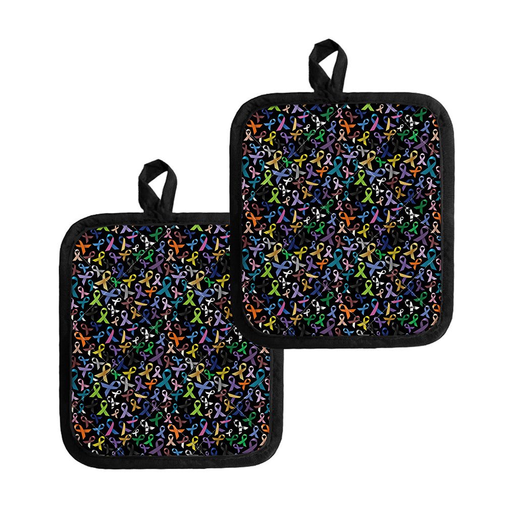 All Cancer Awareness Pattern Print Pot Holders