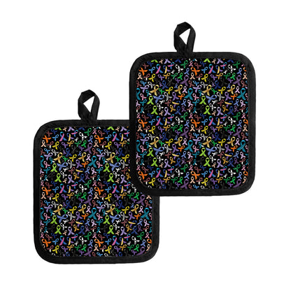 All Cancer Awareness Pattern Print Pot Holders