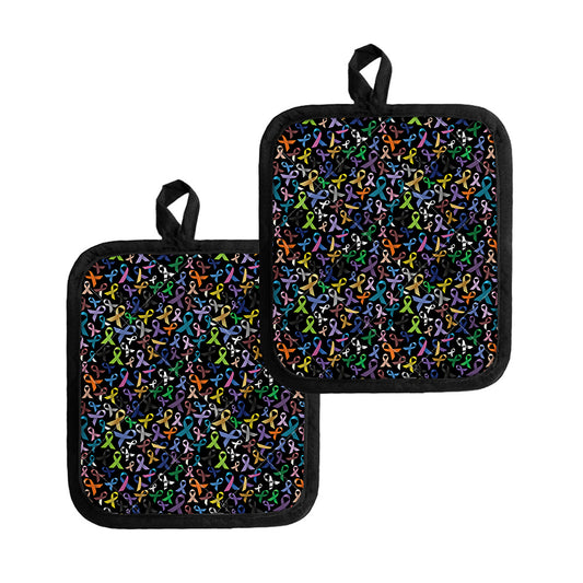 All Cancer Awareness Pattern Print Pot Holders