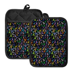 All Cancer Awareness Pattern Print Pot Holders With Pocket
