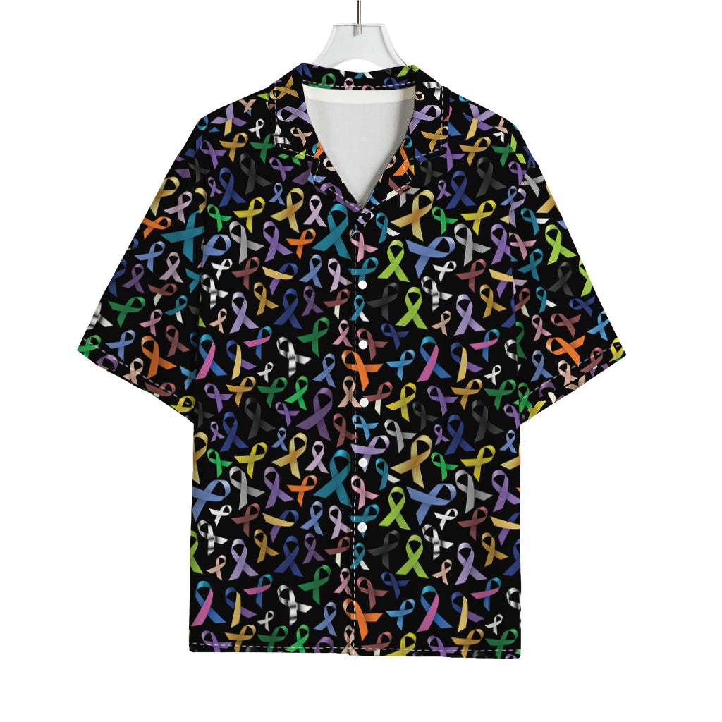 All Cancer Awareness Pattern Print Rayon Hawaiian Shirt