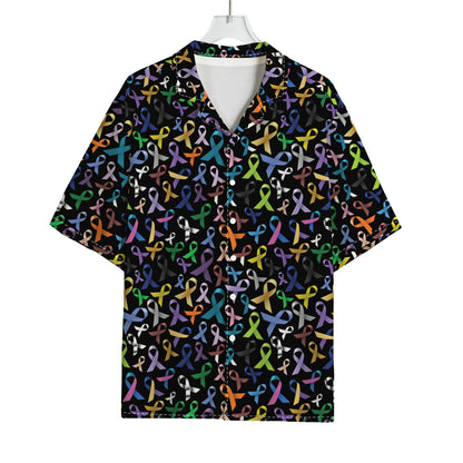 All Cancer Awareness Pattern Print Rayon Hawaiian Shirt