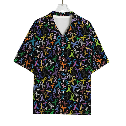 All Cancer Awareness Pattern Print Rayon Hawaiian Shirt