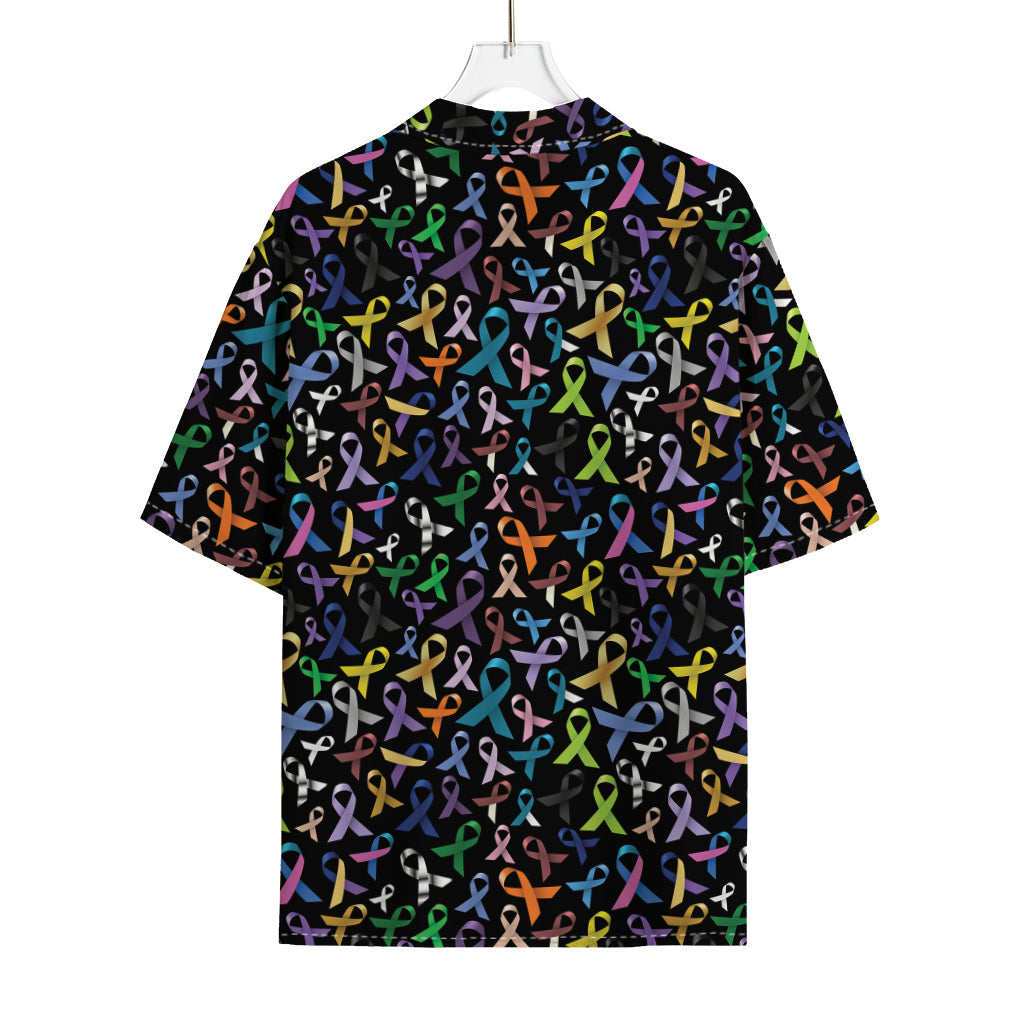 All Cancer Awareness Pattern Print Rayon Hawaiian Shirt