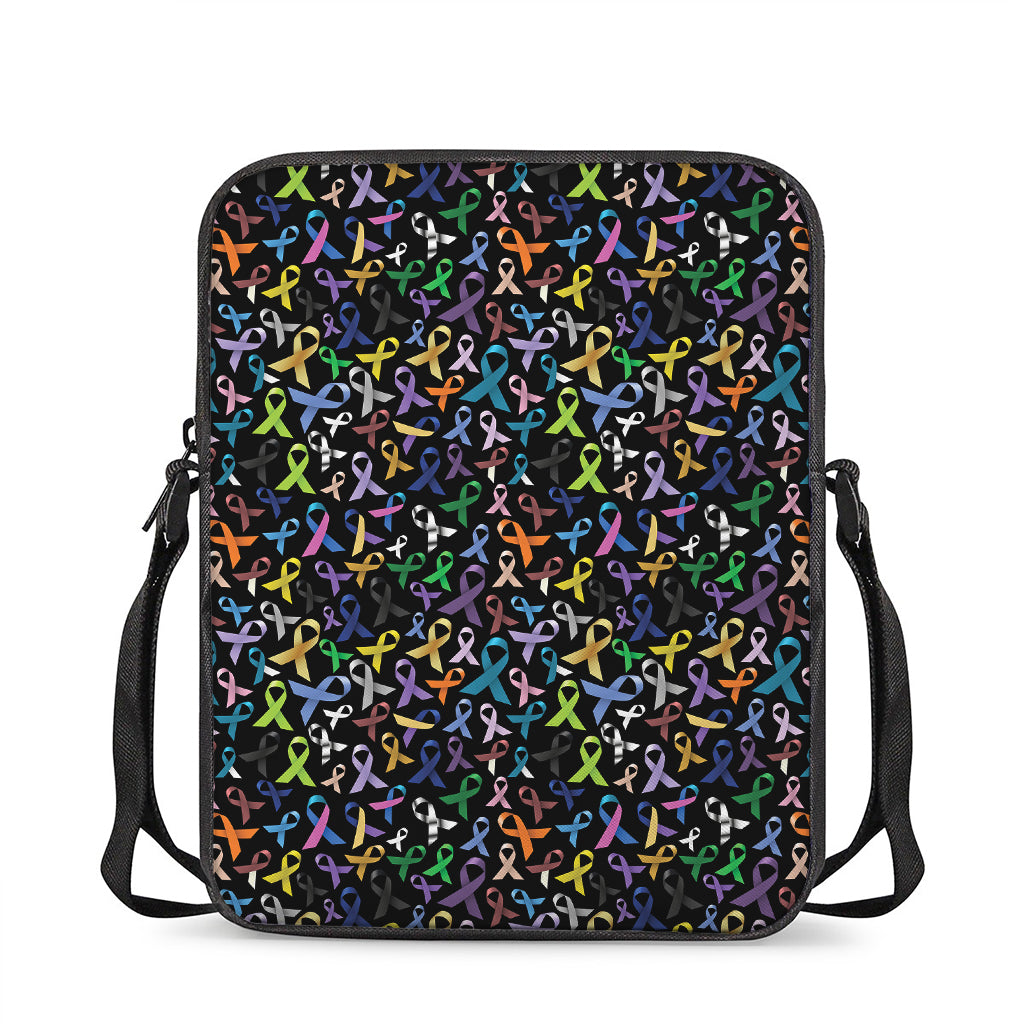 All Cancer Awareness Pattern Print Rectangular Crossbody Bag