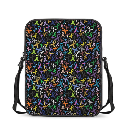 All Cancer Awareness Pattern Print Rectangular Crossbody Bag