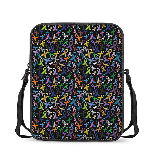All Cancer Awareness Pattern Print Rectangular Crossbody Bag