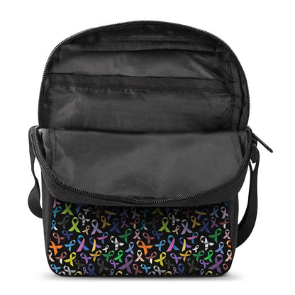All Cancer Awareness Pattern Print Rectangular Crossbody Bag