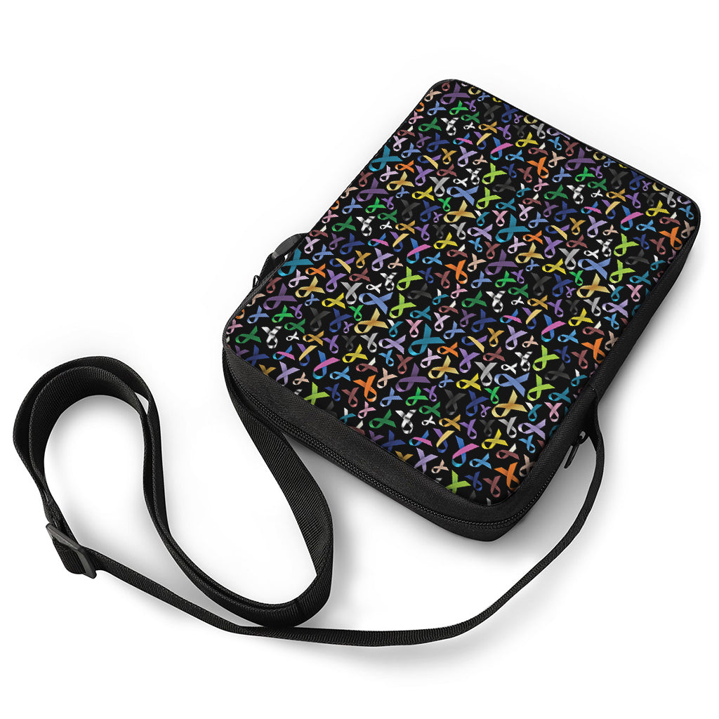 All Cancer Awareness Pattern Print Rectangular Crossbody Bag