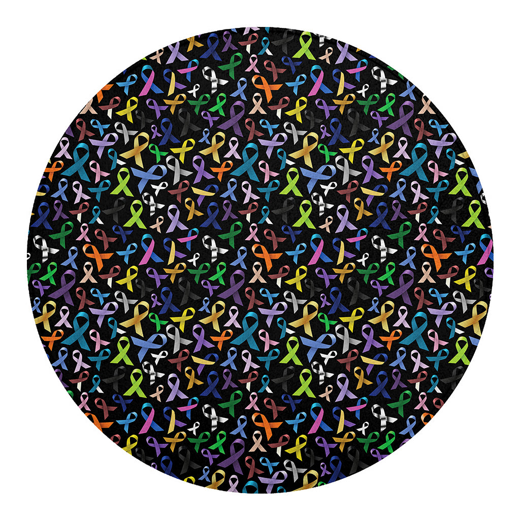 All Cancer Awareness Pattern Print Round Blanket