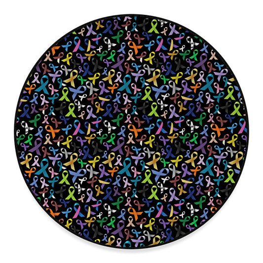 All Cancer Awareness Pattern Print Round Floor Mat