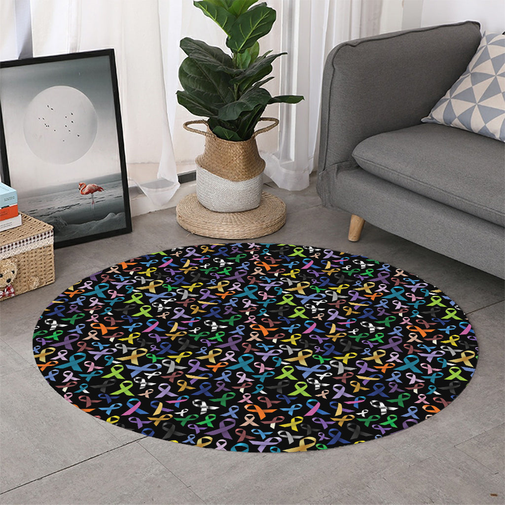 All Cancer Awareness Pattern Print Round Rug