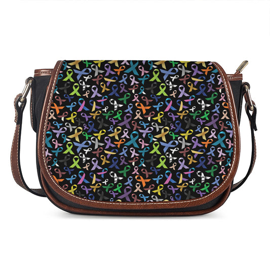 All Cancer Awareness Pattern Print Saddle Bag