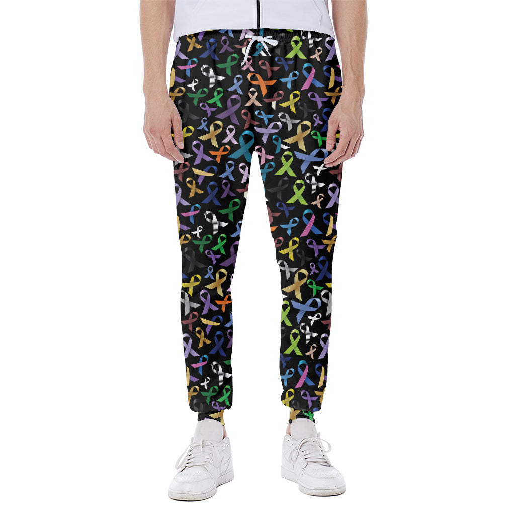 All Cancer Awareness Pattern Print Scuba Joggers