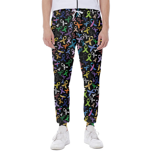 All Cancer Awareness Pattern Print Scuba Joggers