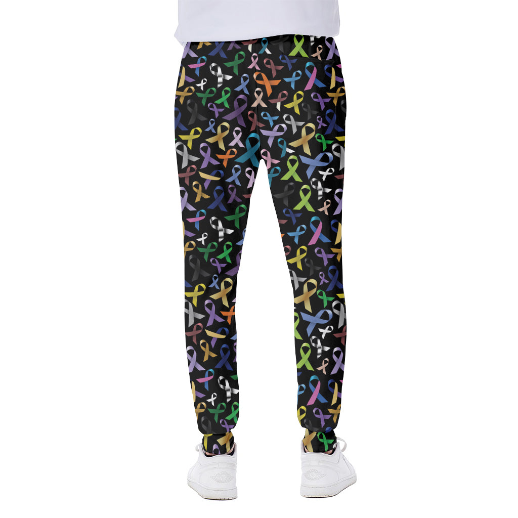 All Cancer Awareness Pattern Print Scuba Joggers