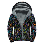 All Cancer Awareness Pattern Print Sherpa Lined Zip Up Hoodie