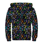 All Cancer Awareness Pattern Print Sherpa Lined Zip Up Hoodie