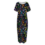 All Cancer Awareness Pattern Print Short Sleeve Long Nightdress