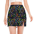 All Cancer Awareness Pattern Print Side Slit Mini Skirt