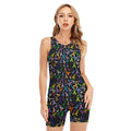 All Cancer Awareness Pattern Print Sleeveless One Piece Swimsuit