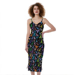 All Cancer Awareness Pattern Print Slim Fit Midi Cami Dress