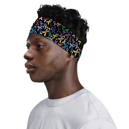 All Cancer Awareness Pattern Print Sports Headband