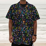 All Cancer Awareness Pattern Print Textured Short Sleeve Shirt
