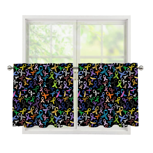 All Cancer Awareness Pattern Print Tier Curtains