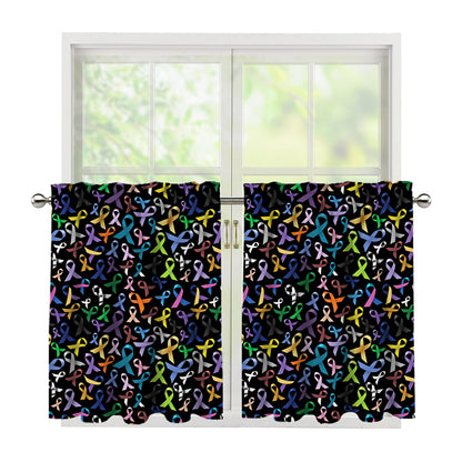 All Cancer Awareness Pattern Print Tier Curtains