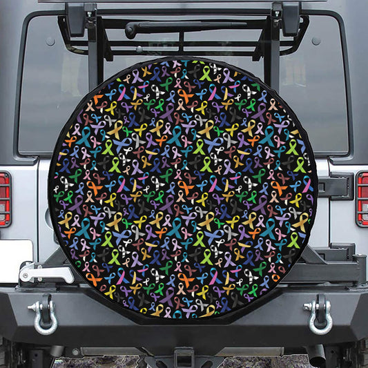 All Cancer Awareness Pattern Print Tire Cover