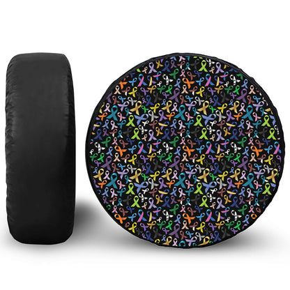 All Cancer Awareness Pattern Print Tire Cover