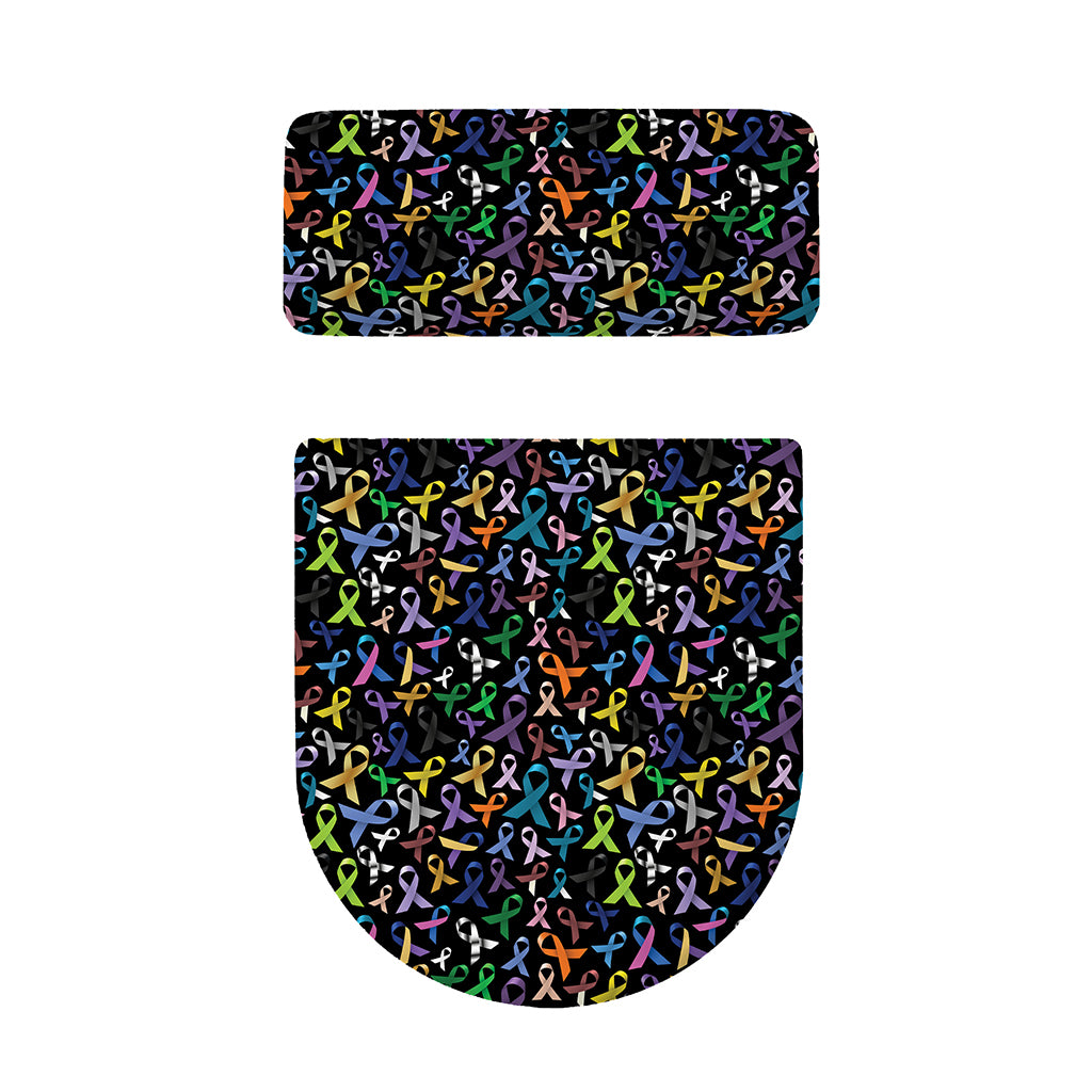 All Cancer Awareness Pattern Print Toilet Lid And Tank Cover Set