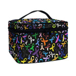 All Cancer Awareness Pattern Print Travel Makeup Bag