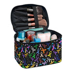 All Cancer Awareness Pattern Print Travel Makeup Bag