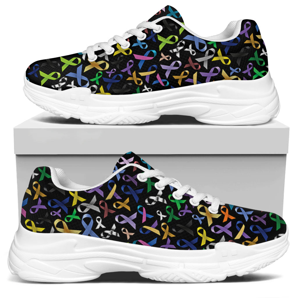 All Cancer Awareness Pattern Print White Chunky Shoes