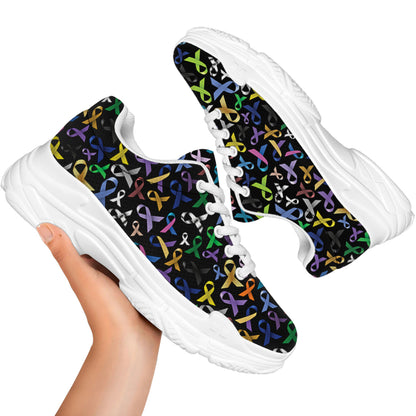 All Cancer Awareness Pattern Print White Chunky Shoes