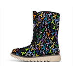 All Cancer Awareness Pattern Print Winter Boots