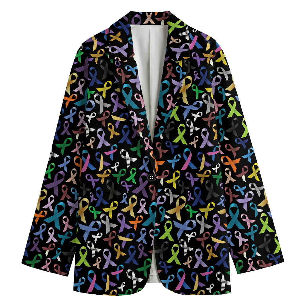 All Cancer Awareness Pattern Print Women's Blazer