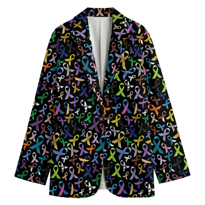 All Cancer Awareness Pattern Print Women's Blazer