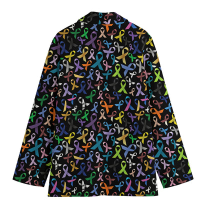 All Cancer Awareness Pattern Print Women's Blazer