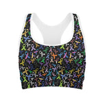 All Cancer Awareness Pattern Print Women's Sports Bra
